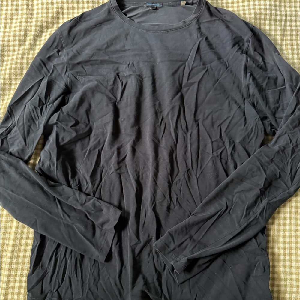 Patrick Assaraf Navy Long Sleeve Tee for Men